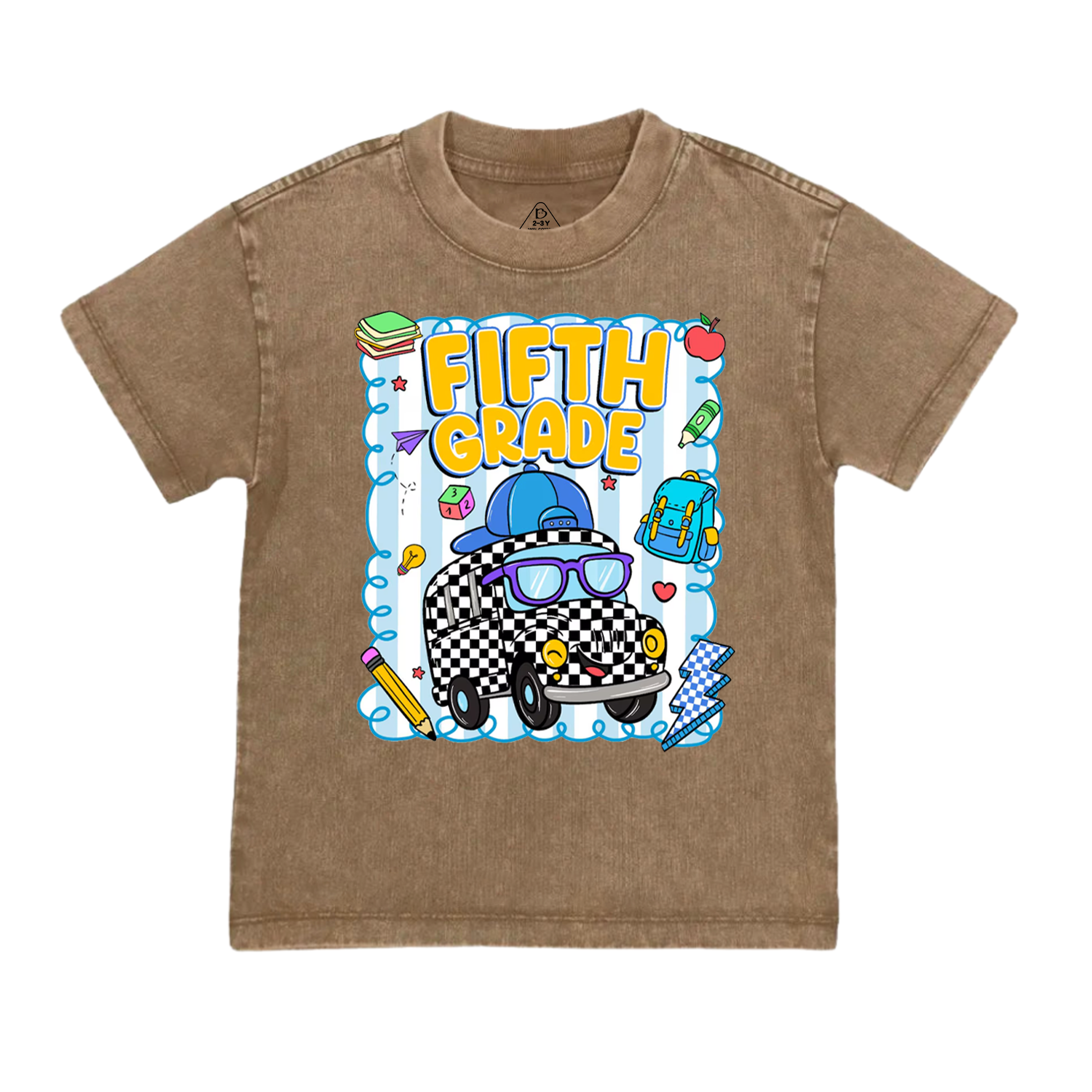 Personalized Toot Toot School Bus Toddler&Kids Washed Tees