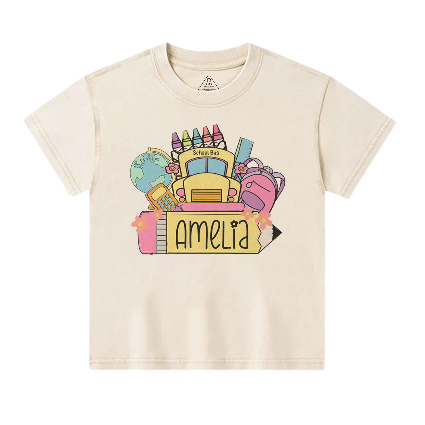 Personalized Back To School Girls Name Toddler&Kids Washed Tees