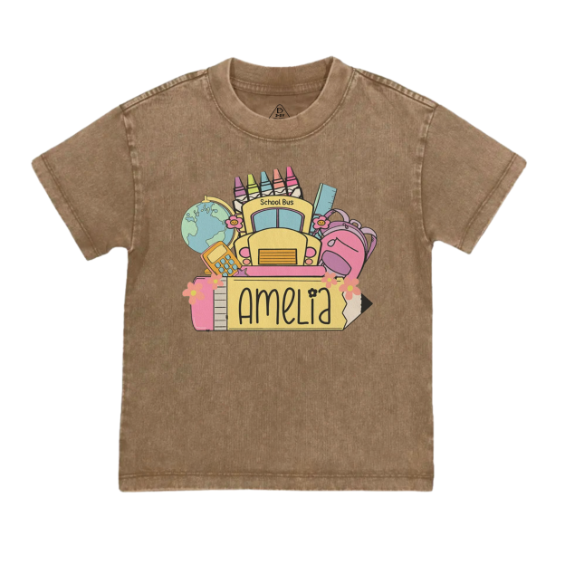 Personalized Back To School Girls Name Toddler&Kids Washed Tees