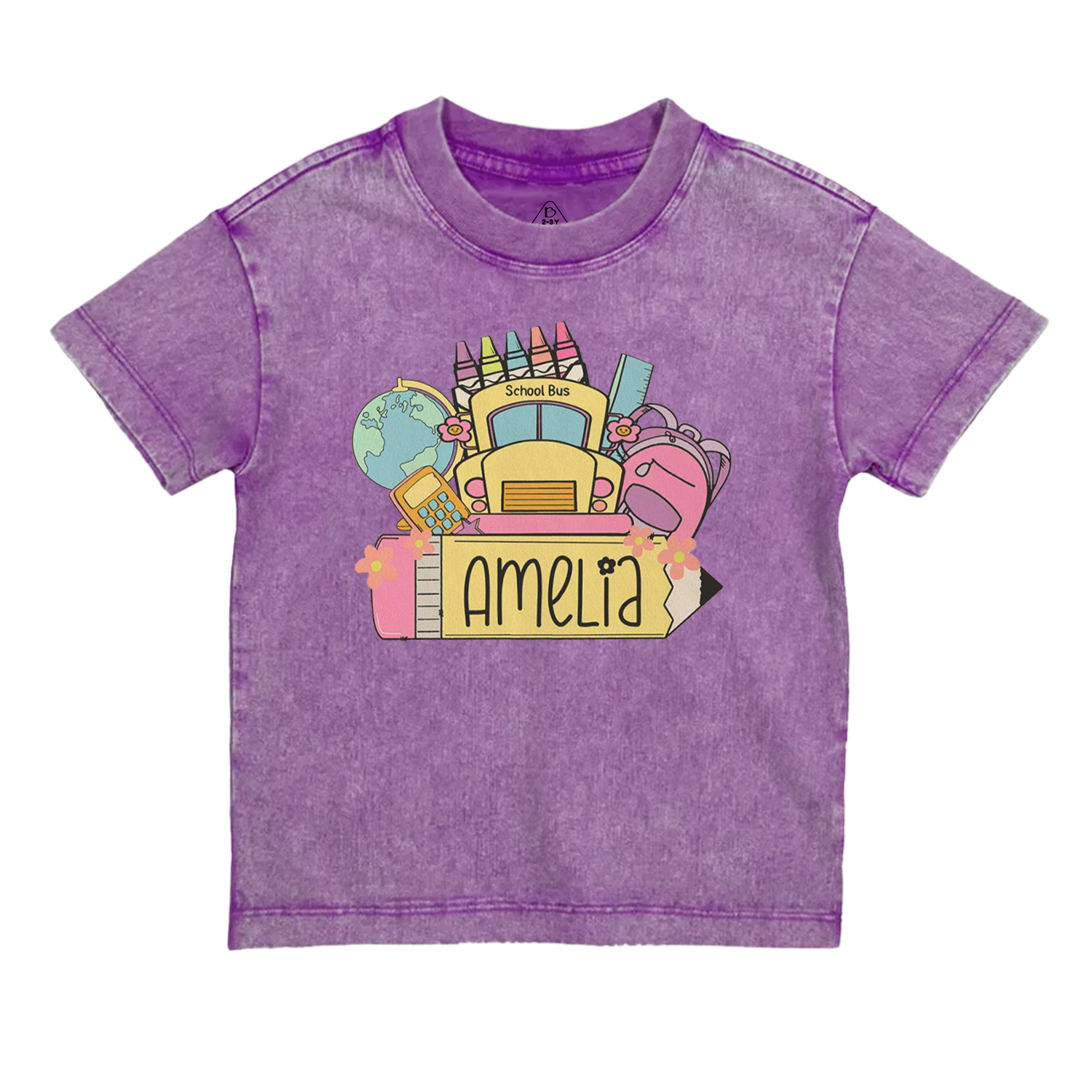 Personalized Back To School Girls Name Toddler&Kids Washed Tees