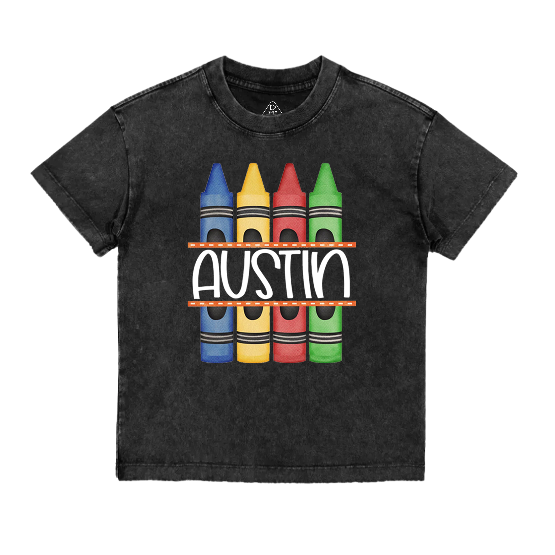 Personalized Crayon Name Back To School Toddler&Kids Washed Tees