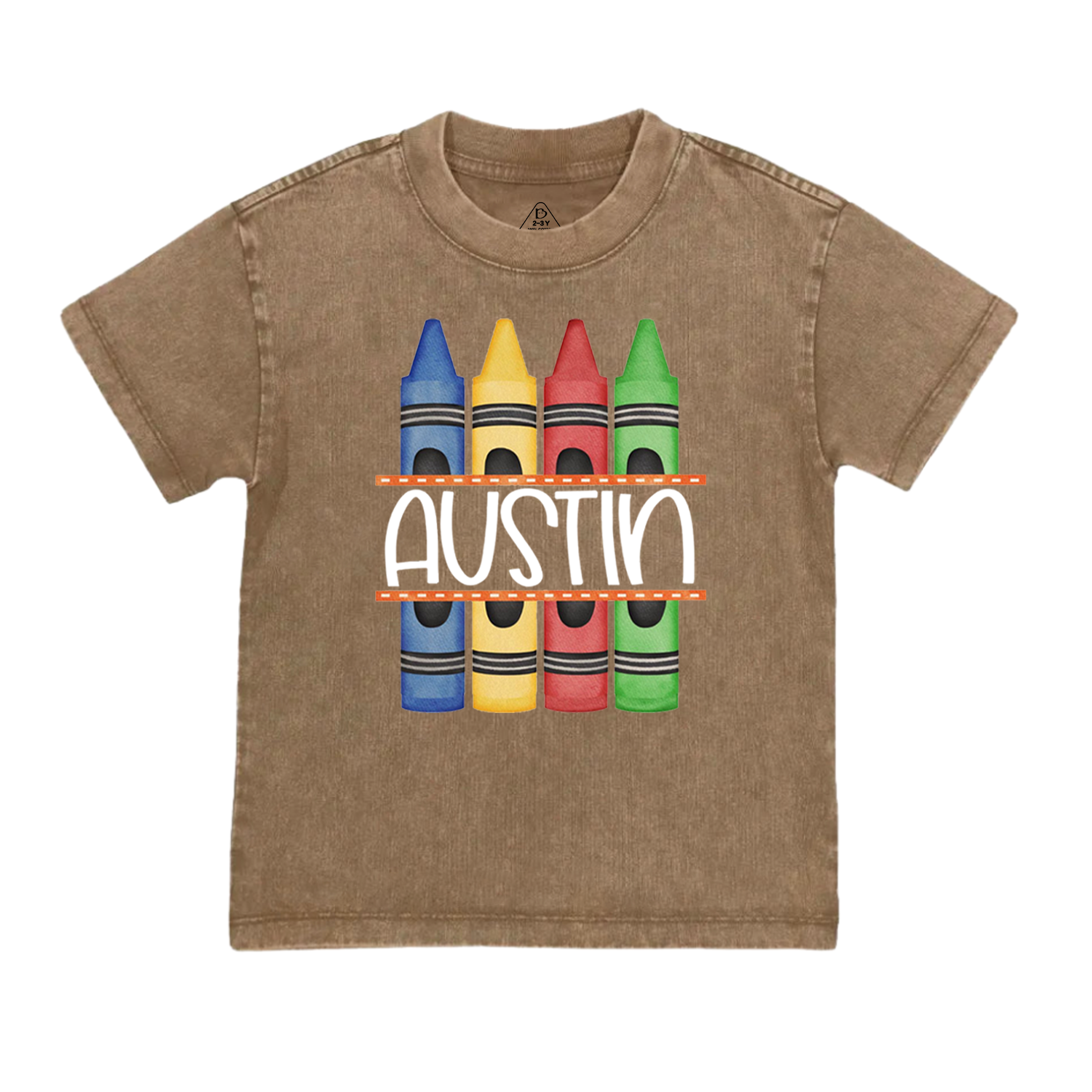 Personalized Crayon Name Back To School Toddler&Kids Washed Tees