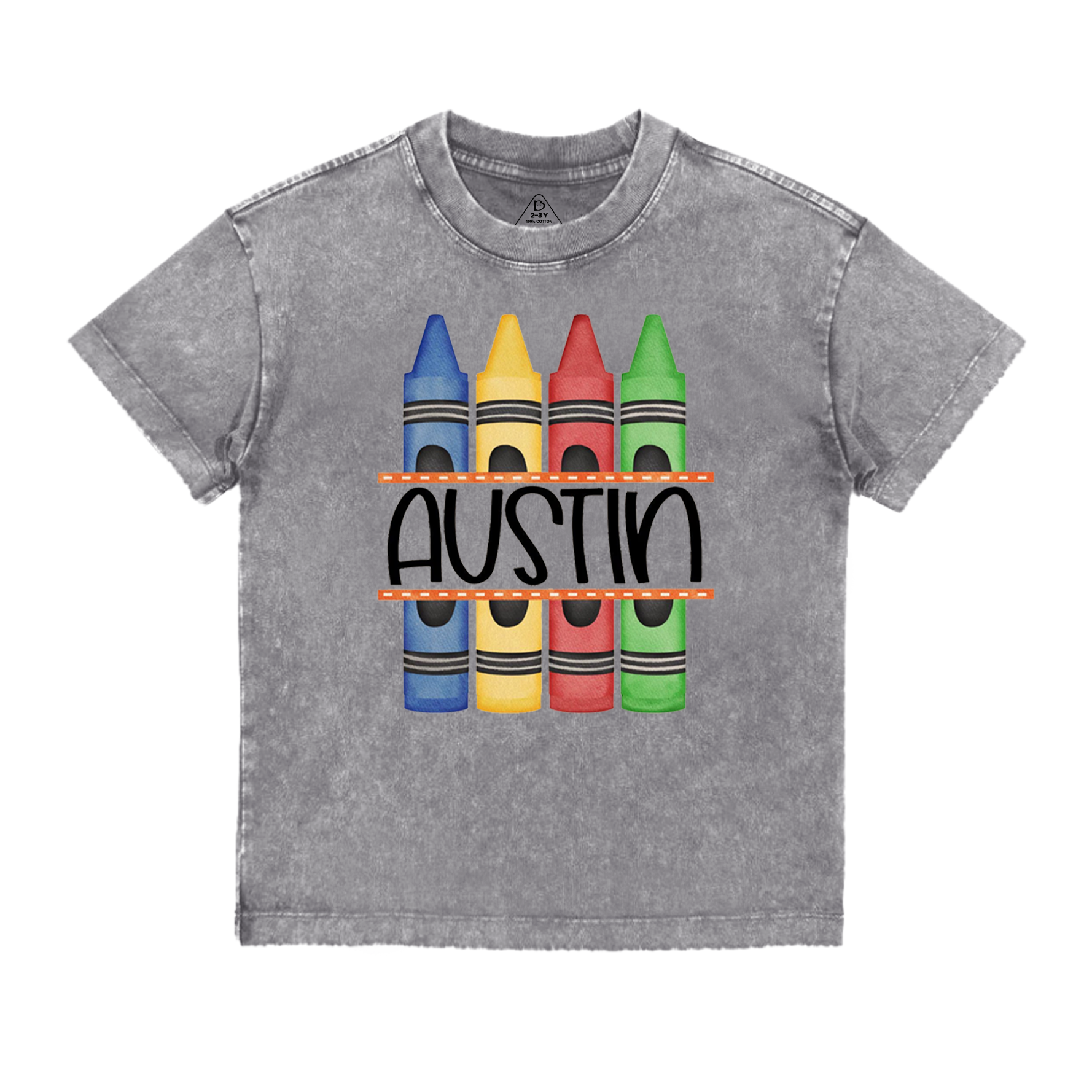 Personalized Crayon Name Back To School Toddler&Kids Washed Tees