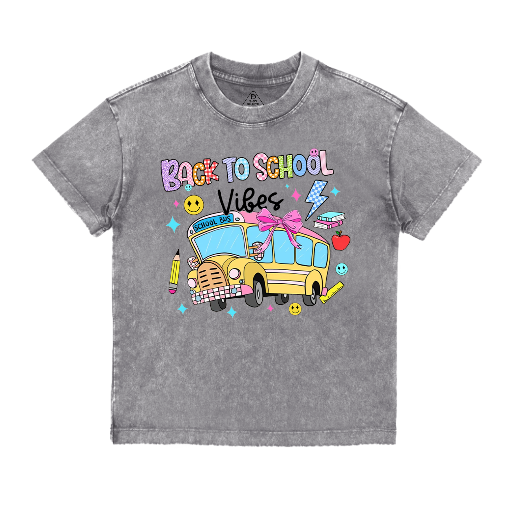 Personalized School Bus Toddler&Kids Washed Tees