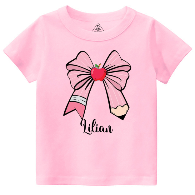 Personalized Bow Name Back To School Toddler&Kid's Tees Beepumpkin 