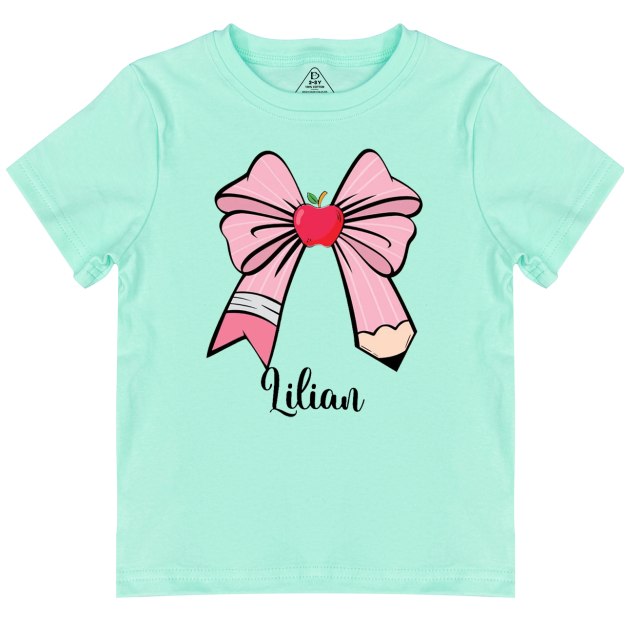 Personalized Bow Name Back To School Toddler&Kid's Tees Beepumpkin 