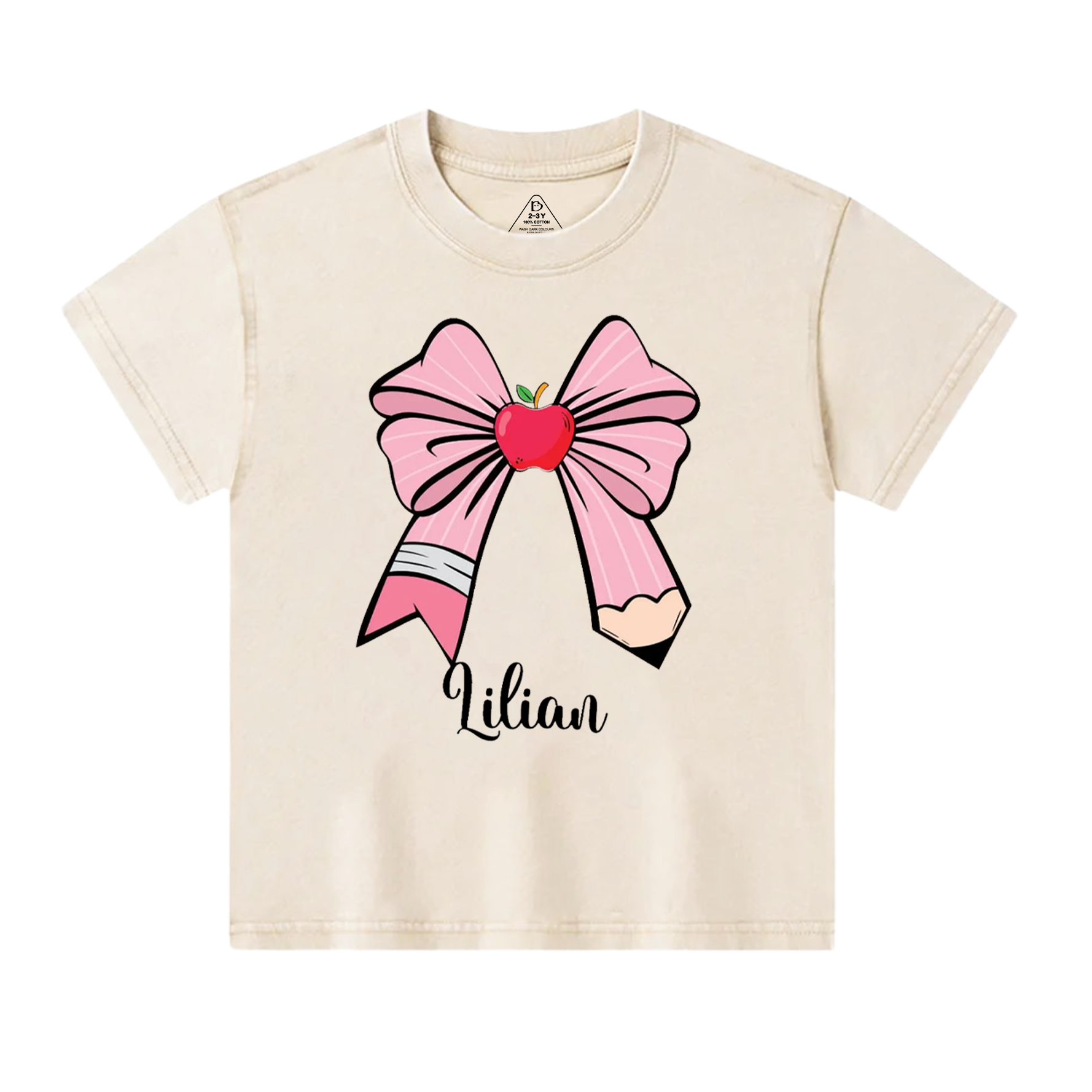 Personalized Bow Name Back To School Toddler&Kids Washed Tees