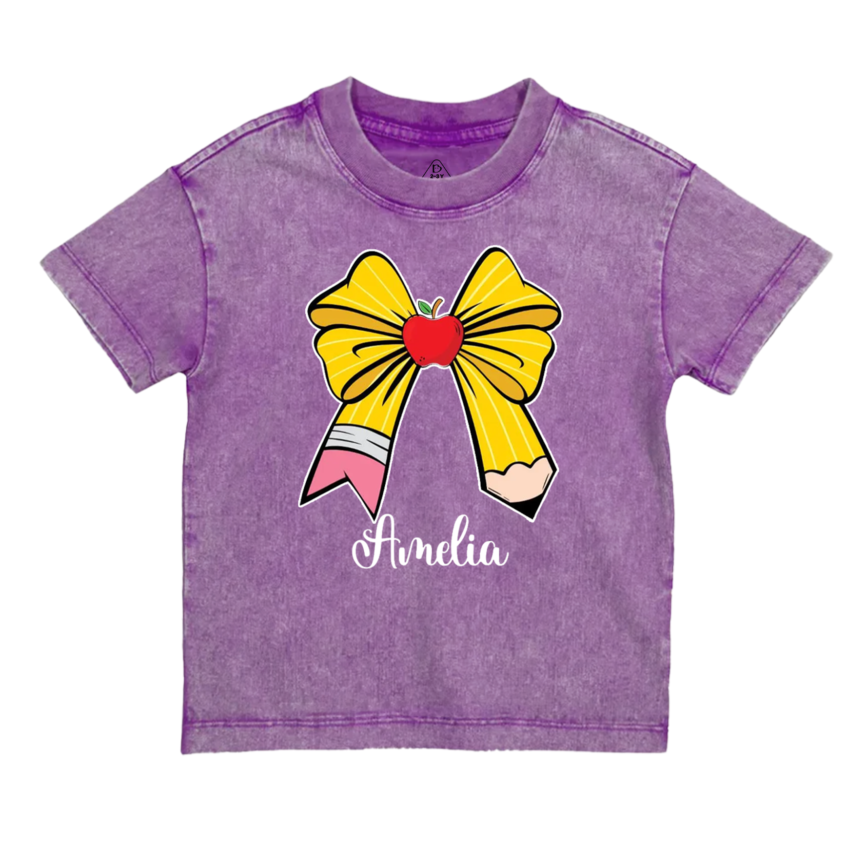 Personalized Bow Name Back To School Toddler&Kids Washed Tees