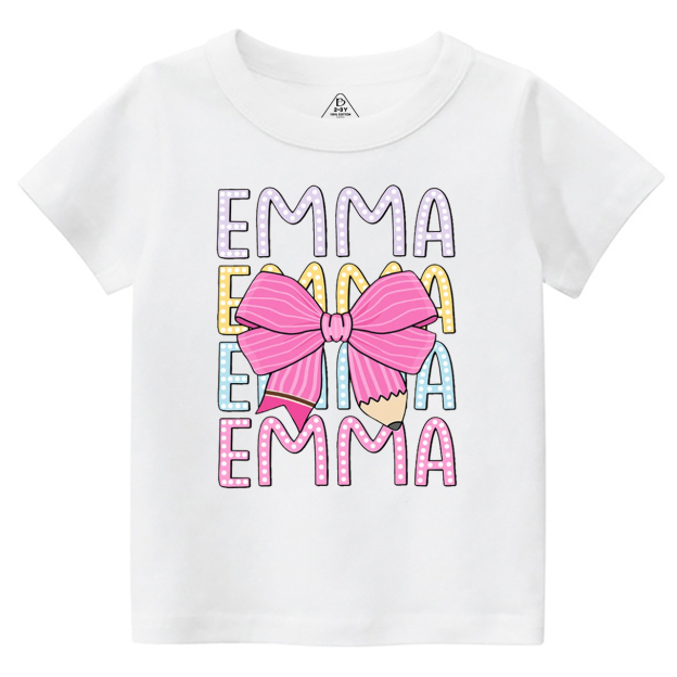 Personalized  Pink Bow Toddler&Kid's Tees Beepumpkin 