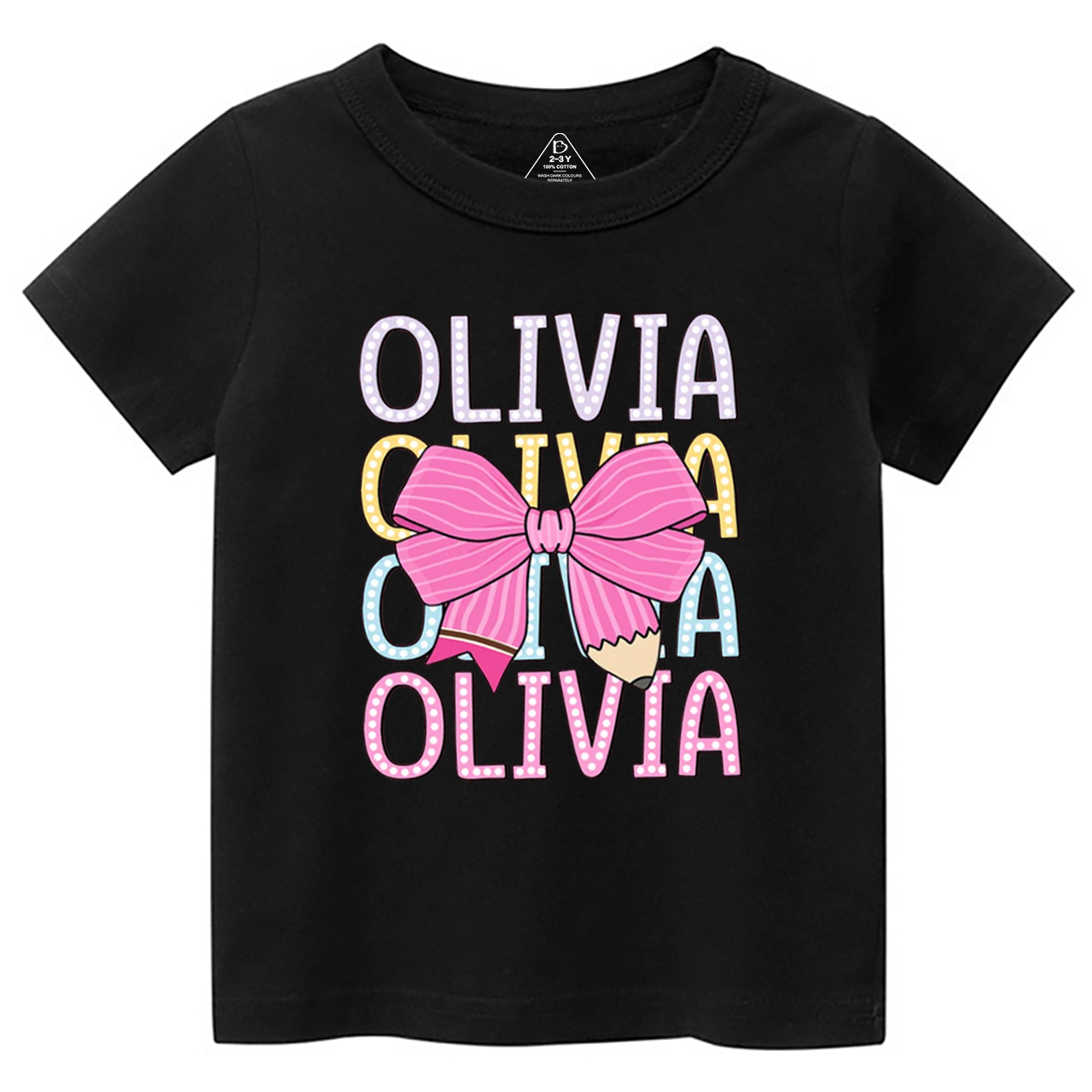 Personalized  Pink Bow Toddler&Kid's Tees Beepumpkin 