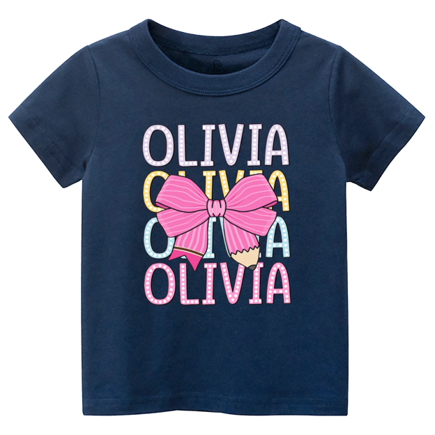 Personalized  Pink Bow Toddler&Kid's Tees Beepumpkin 