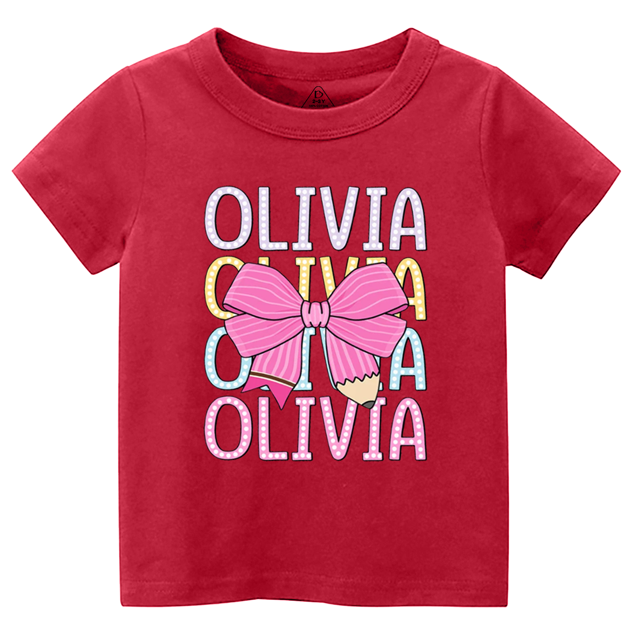 Personalized  Pink Bow Toddler&Kid's Tees Beepumpkin 