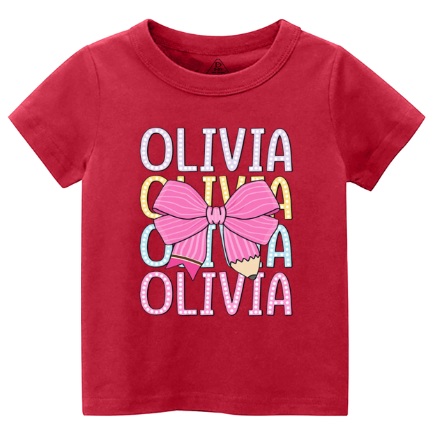 Personalized  Pink Bow Toddler&Kid's Tees Beepumpkin 