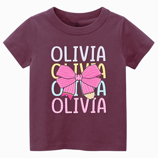 Personalized  Pink Bow Toddler&Kid's Tees Beepumpkin 