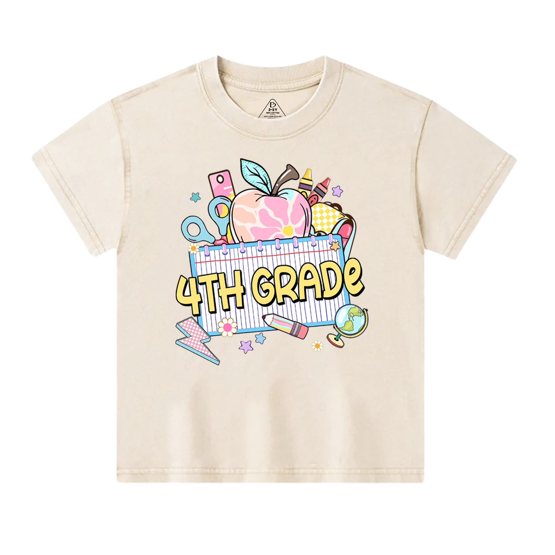 Personalized Pink Apple Back To School Gift Pack Toddler&Kids Washed Tees