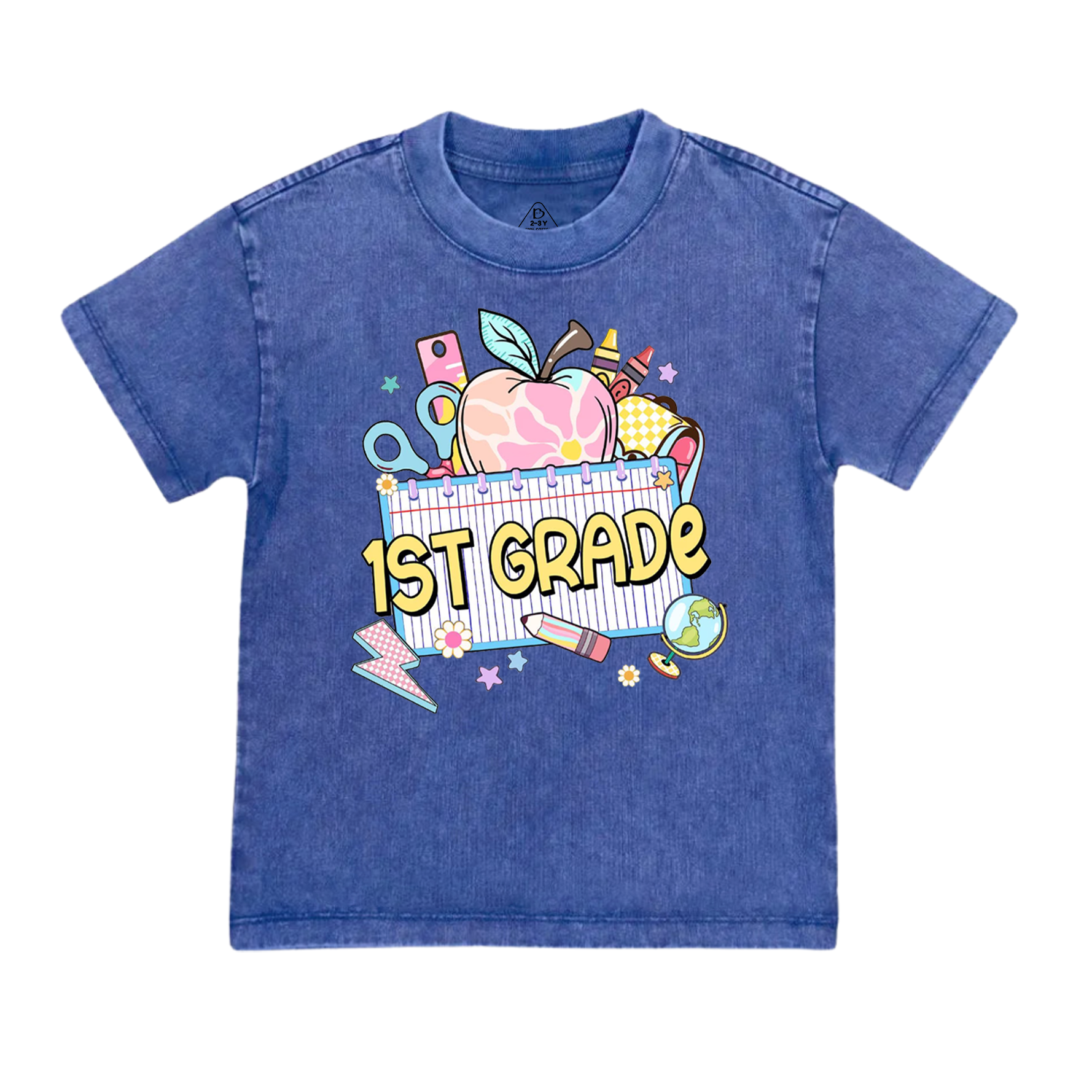 Personalized Pink Apple Back To School Gift Pack Toddler&Kids Washed Tees