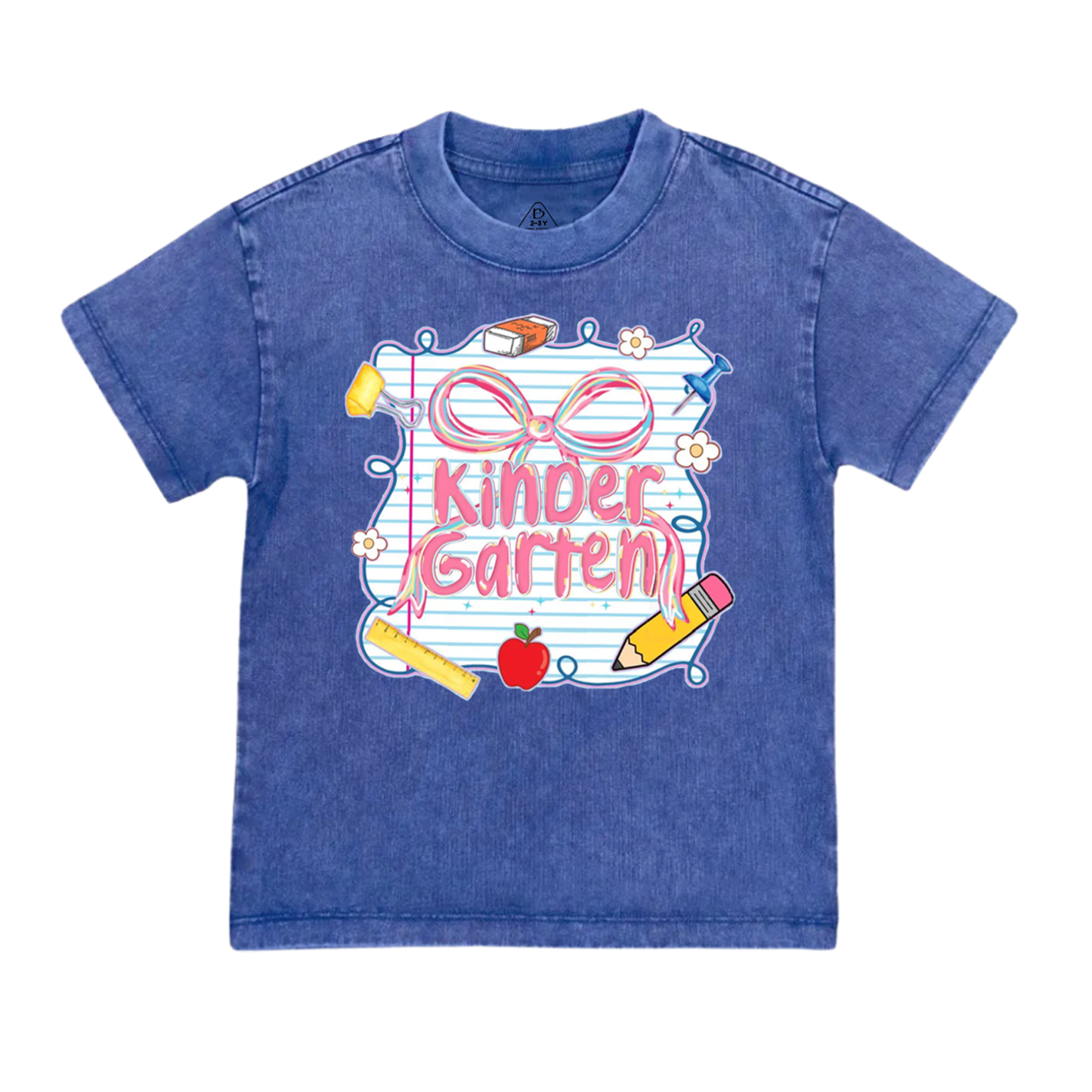 Personalized Preppy Pink Bow Toddler&Kids Washed Tees