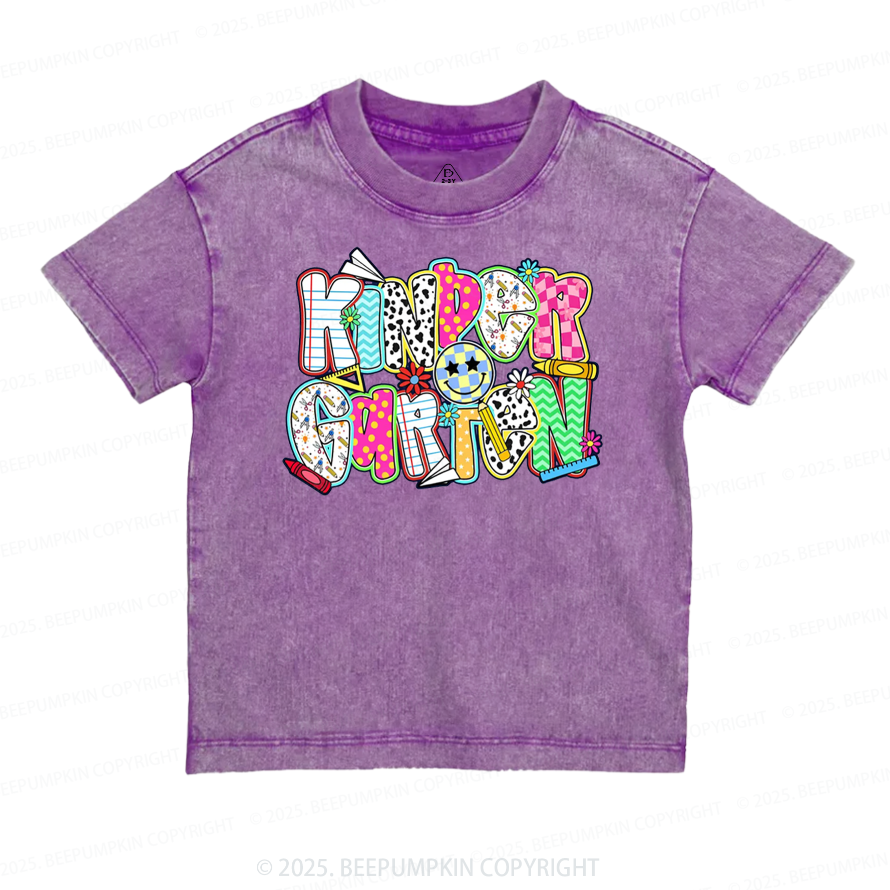Personalized Colorful Grade Toddler&Kids Washed Tees