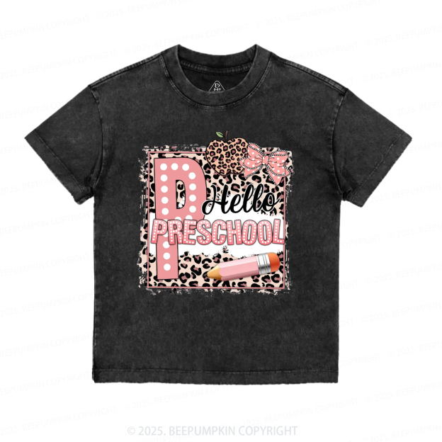 Personalized Leopard Grade Back To School Toddler&Kids Washed Tees