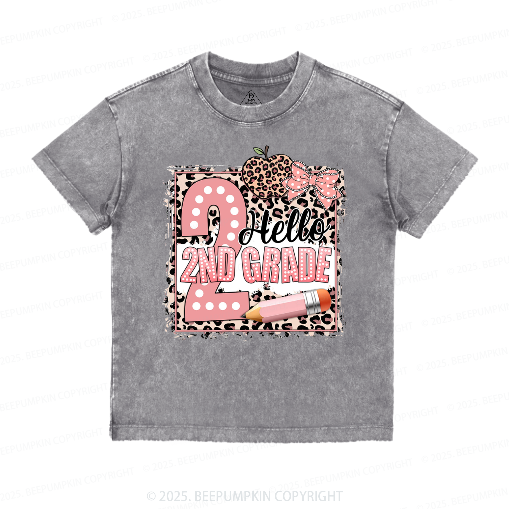 Personalized Leopard Grade Back To School Toddler&Kids Washed Tees