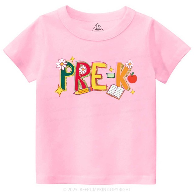 Personalized Girly Floral Kindergarten Neon School Toddler&Kid's Tees Beepumpkin