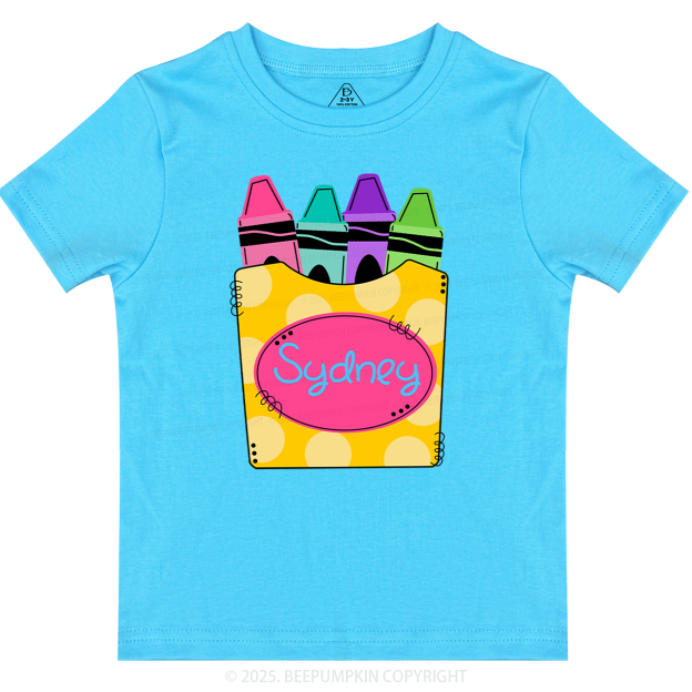 Personalized Girls Crayons Back To School T-shirt