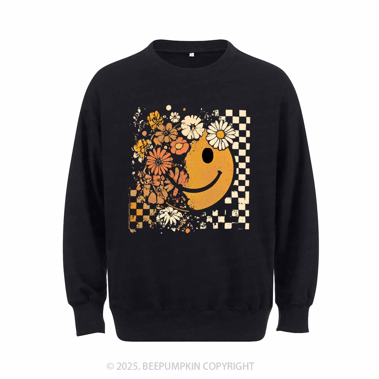 Floral Fall Smiley Face Sweatshirt Beepumpkin 