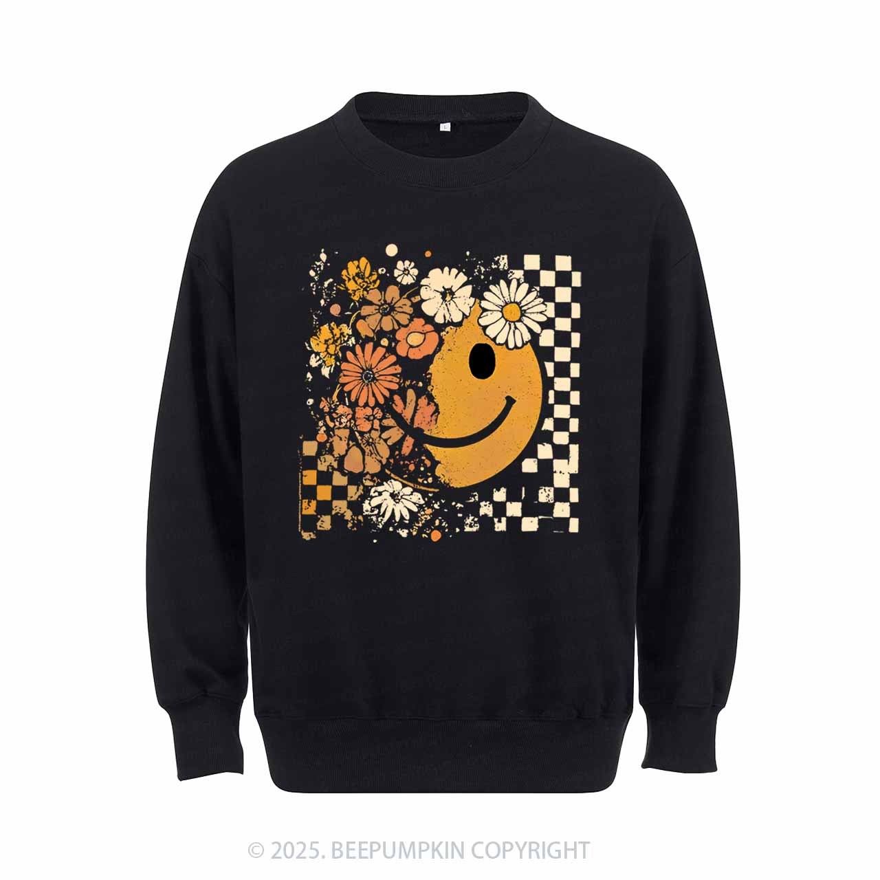 Floral Fall Smiley Face Sweatshirt Beepumpkin 