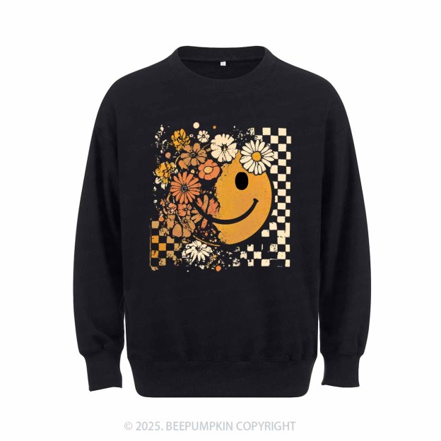 Floral Fall Smiley Face Sweatshirt Beepumpkin 