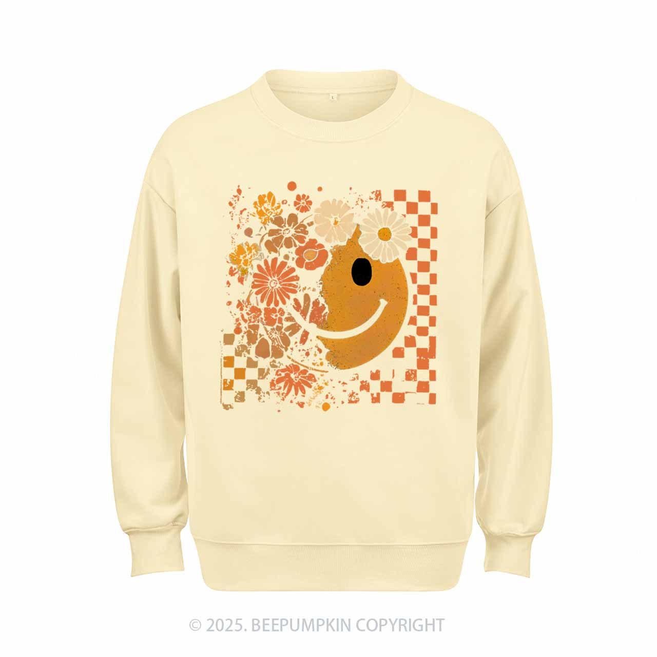 Floral Fall Smiley Face Sweatshirt Beepumpkin 