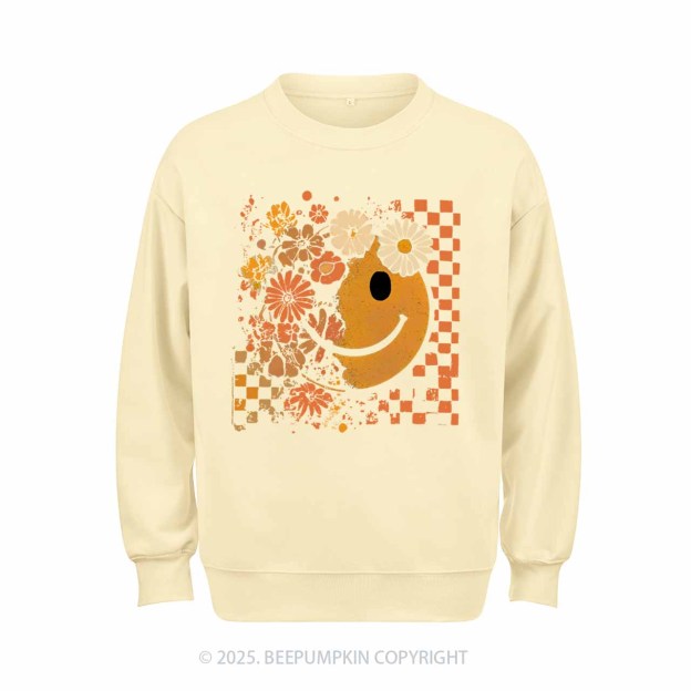 Floral Fall Smiley Face Sweatshirt Beepumpkin 