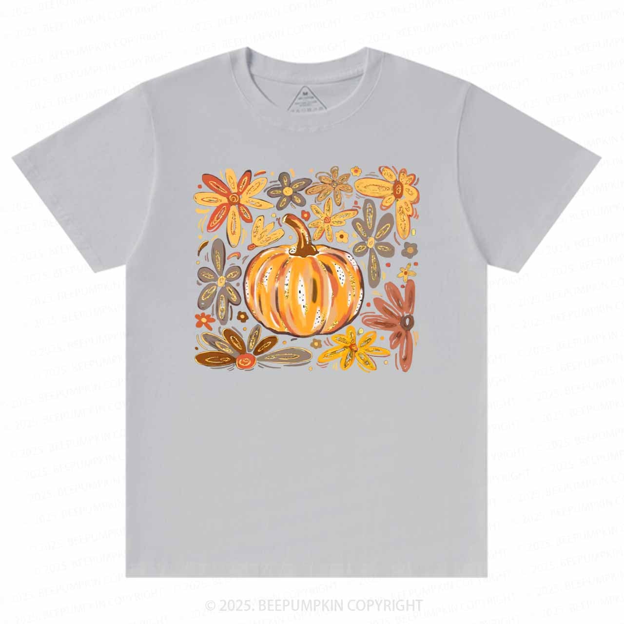 Glitter Boho Fall Floral Pumpkin T-Shirts Beepumpkin 