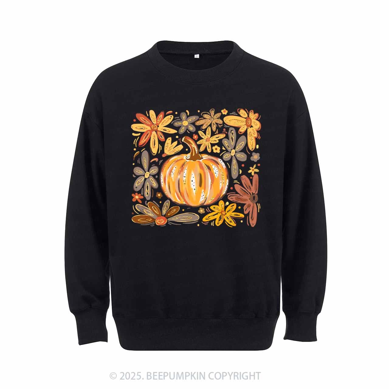 Glitter Boho Fall Floral Pumpkin Sweatshirt Beepumpkin