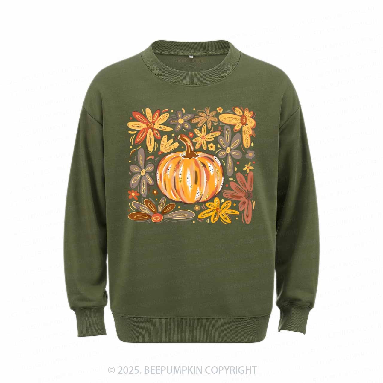 Glitter Boho Fall Floral Pumpkin Sweatshirt Beepumpkin