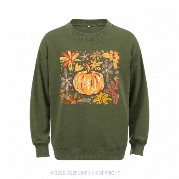 Glitter Boho Fall Floral Pumpkin Sweatshirt Beepumpkin