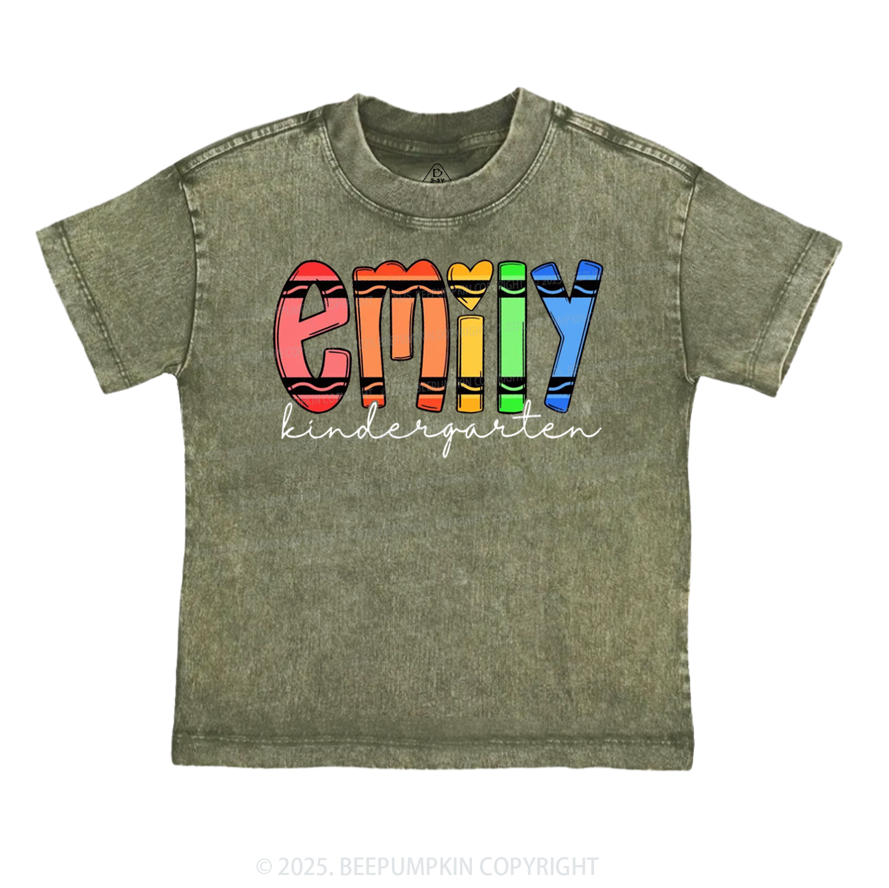 Personalized Colored Crayon Name Toddler&Kids Washed Tees