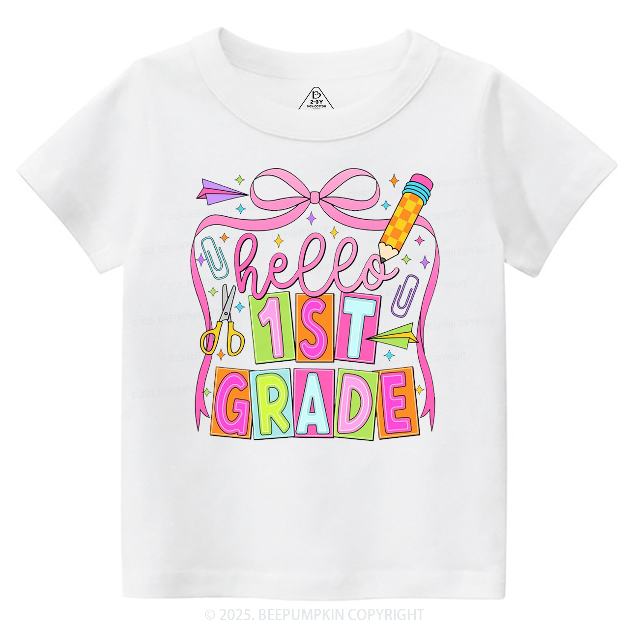 Hello 1st Grade Toddler&Kid's Tees Beepumpkin