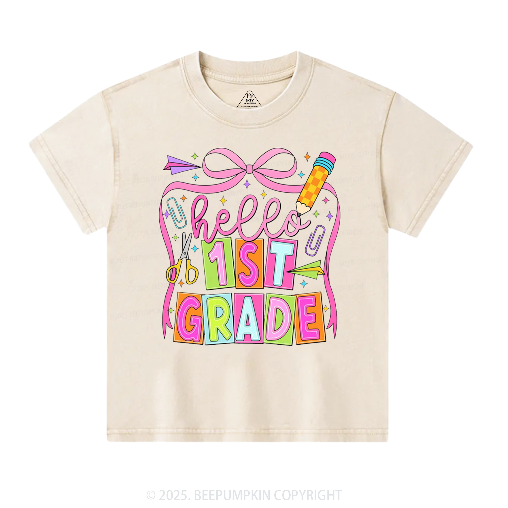Hello 1st Grade Toddler&Kids Washed Tees