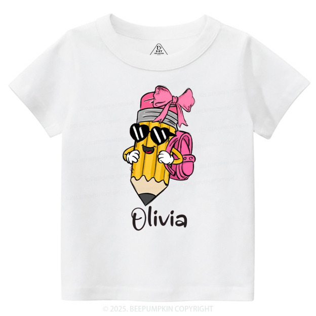 Personalized Boy Girl Pencil Toddler&Kid's Tees Beepumpkin