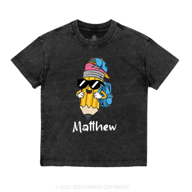 Personalized Boy Girl Pencil Toddler&Kids Washed Tees