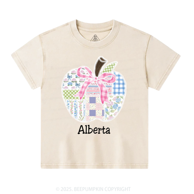 Personalized Lace Apple Name Toddler&Kids Washed Tees