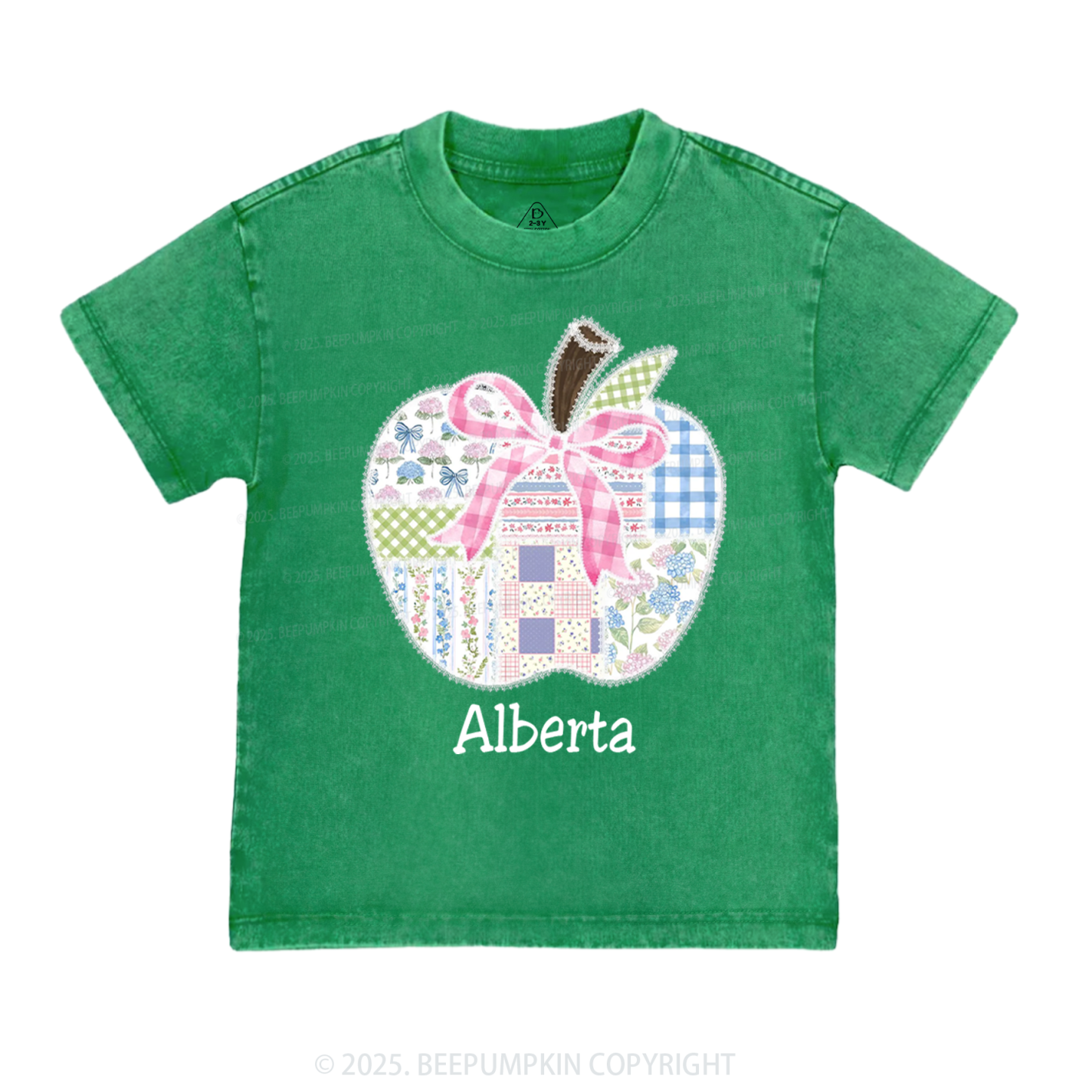 Personalized Lace Apple Name Toddler&Kids Washed Tees