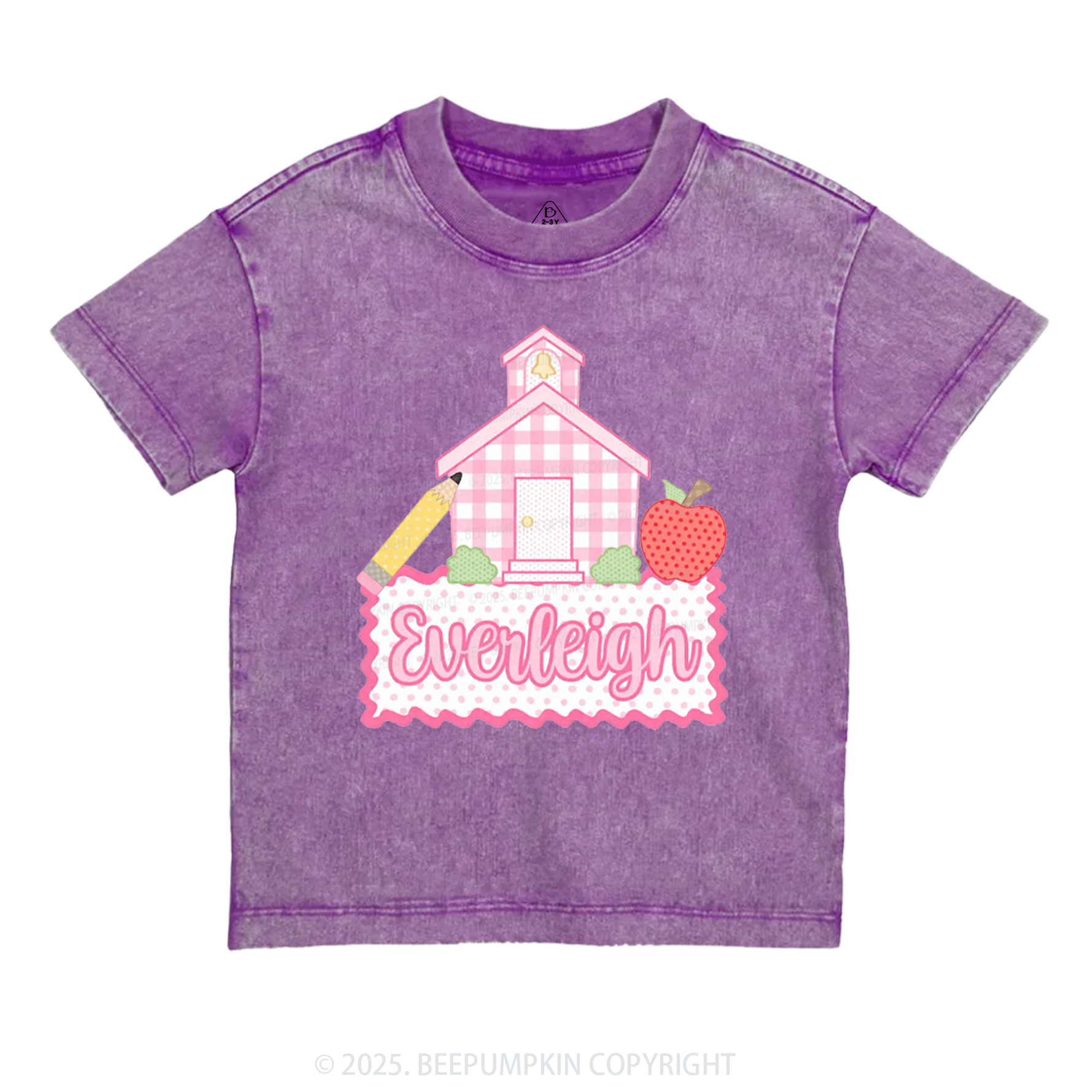 Personalized Pink Schoolhouse Toddler&Kids Washed Tees
