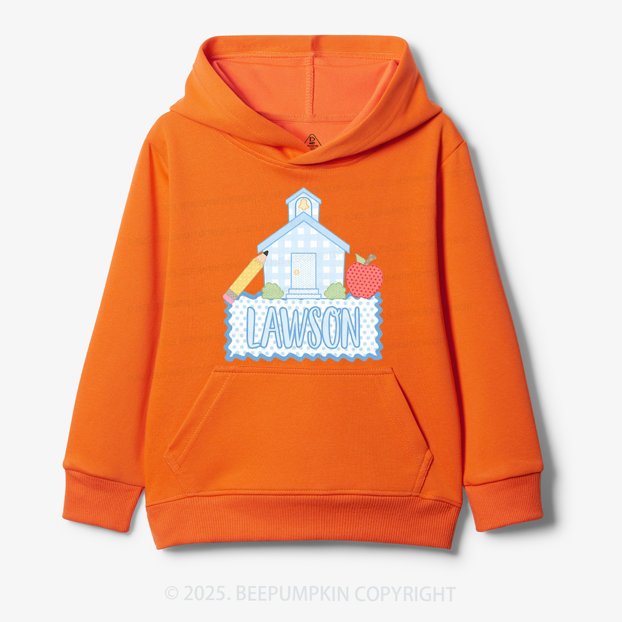 Personalized Blue Schoolhouse Kid's Hoodies Beepumpkin