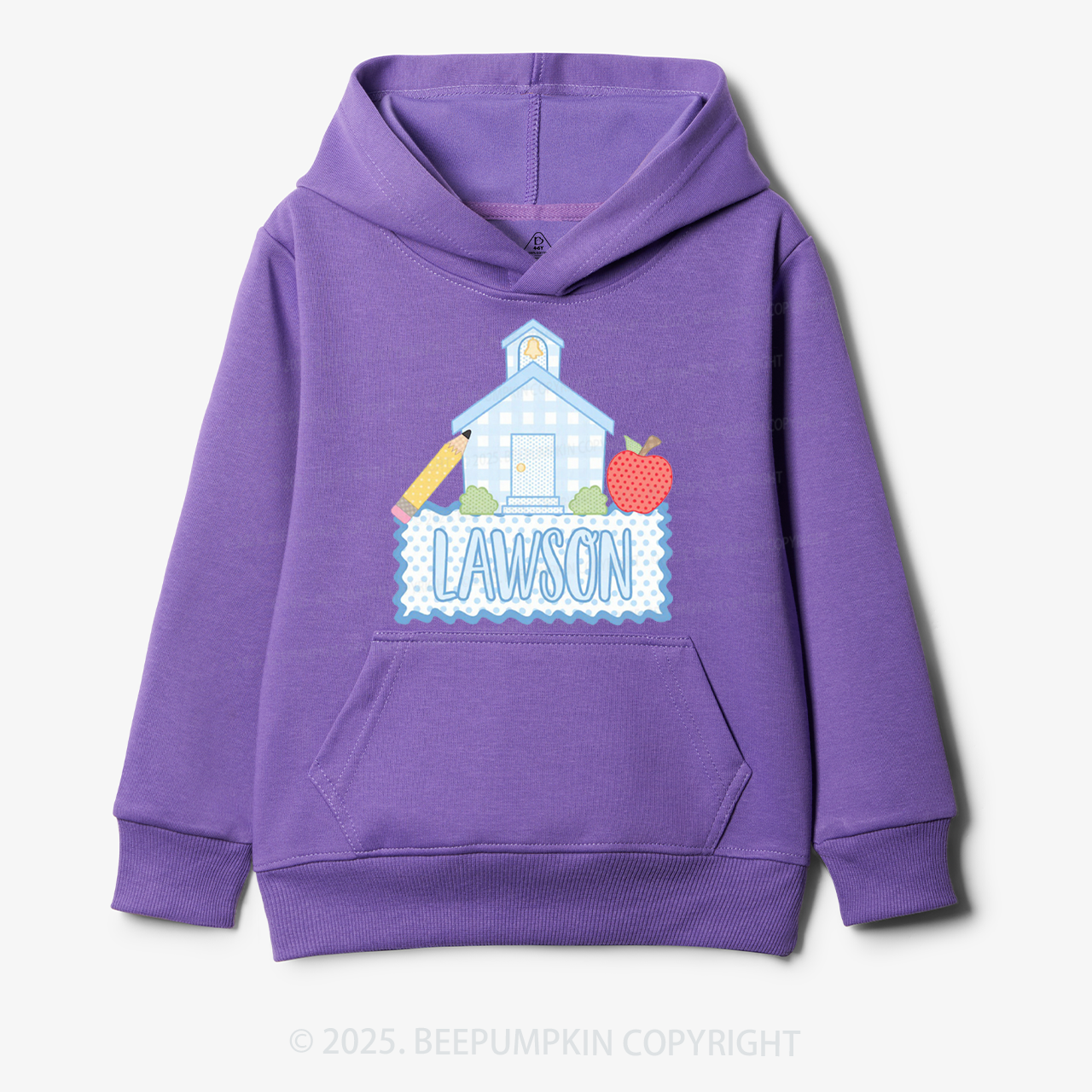 Personalized Blue Schoolhouse Kid's Hoodies Beepumpkin