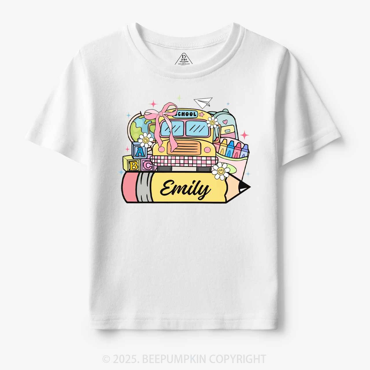 Personalized Kid Name School Bus Toddler&Kid's Tees Beepumpkin