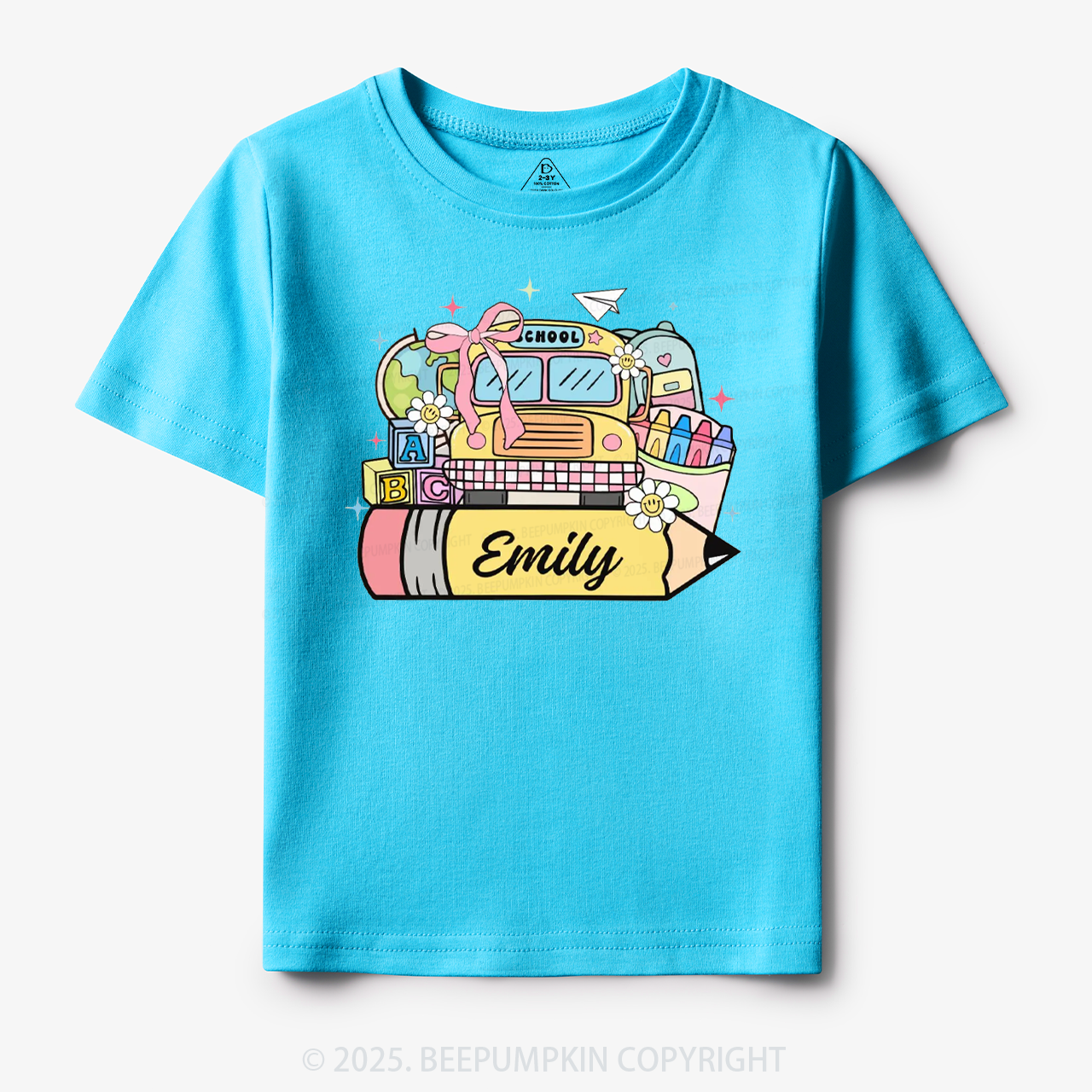 Personalized Kid Name School Bus Toddler&Kid's Tees Beepumpkin
