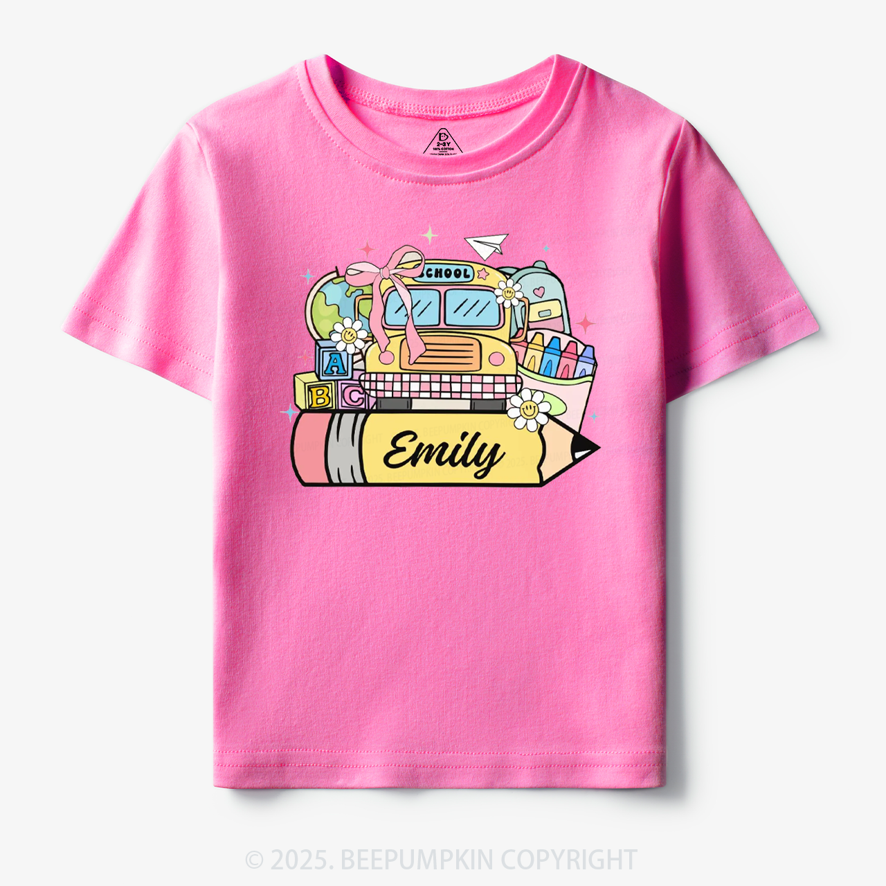 Personalized Kid Name School Bus Toddler&Kid's Tees Beepumpkin