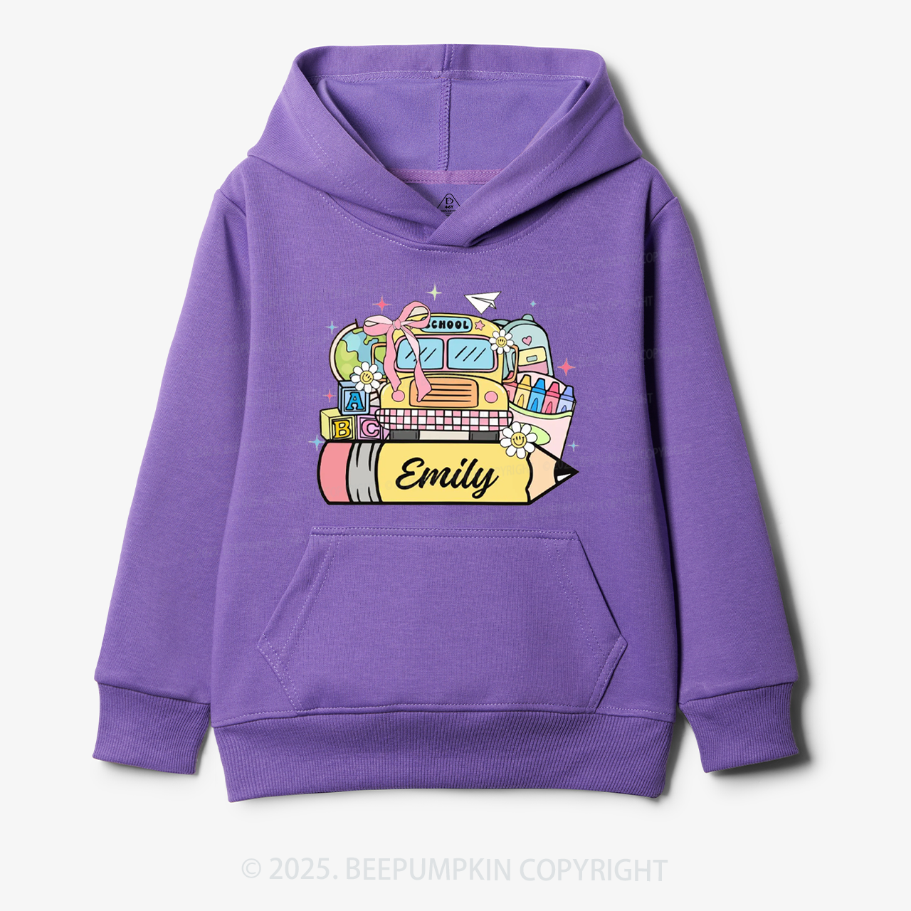 Personalized Kid Name School Bus Kid's Hoodies Beepumpkin