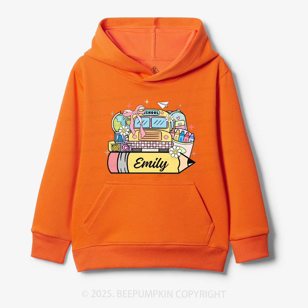 Personalized Kid Name School Bus Kid's Hoodies Beepumpkin